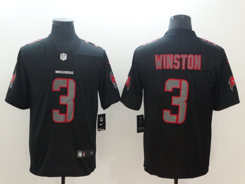 Men Tampa Bay Buccaneers #3 Winston Nike Fashion Impact Black Color Rush Limited NFL Jerseys